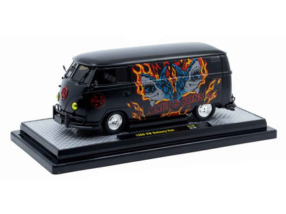 1960 Volkswagen Delivery Van "Maui & Sons" Black with Graphics Limited Edition to 4050 pieces Worldwide 1/24 Diecast Model Car by M2 Machines