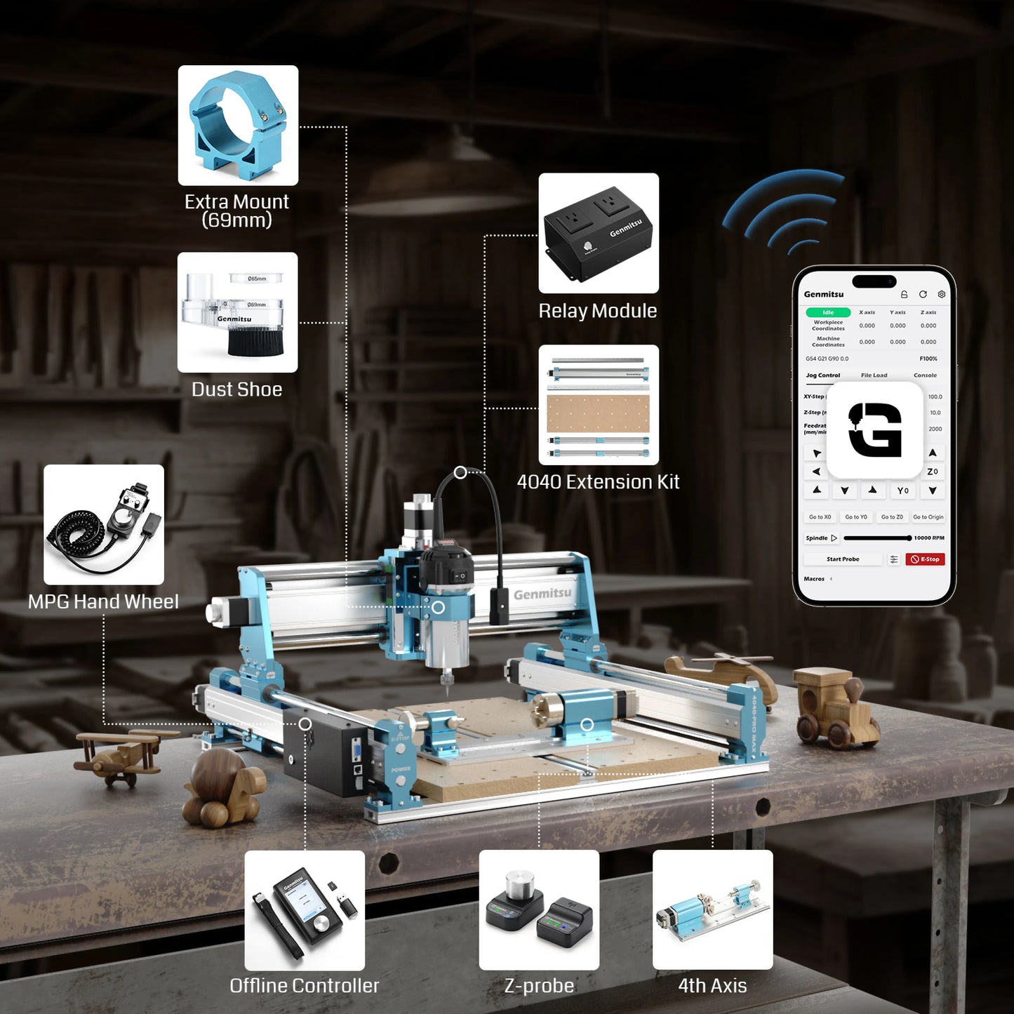4040-PRO MAX CNC Router Machine, 710W Spindle, Linear Rail, Enhanced XZ Axis, Optional Vectric Bundle