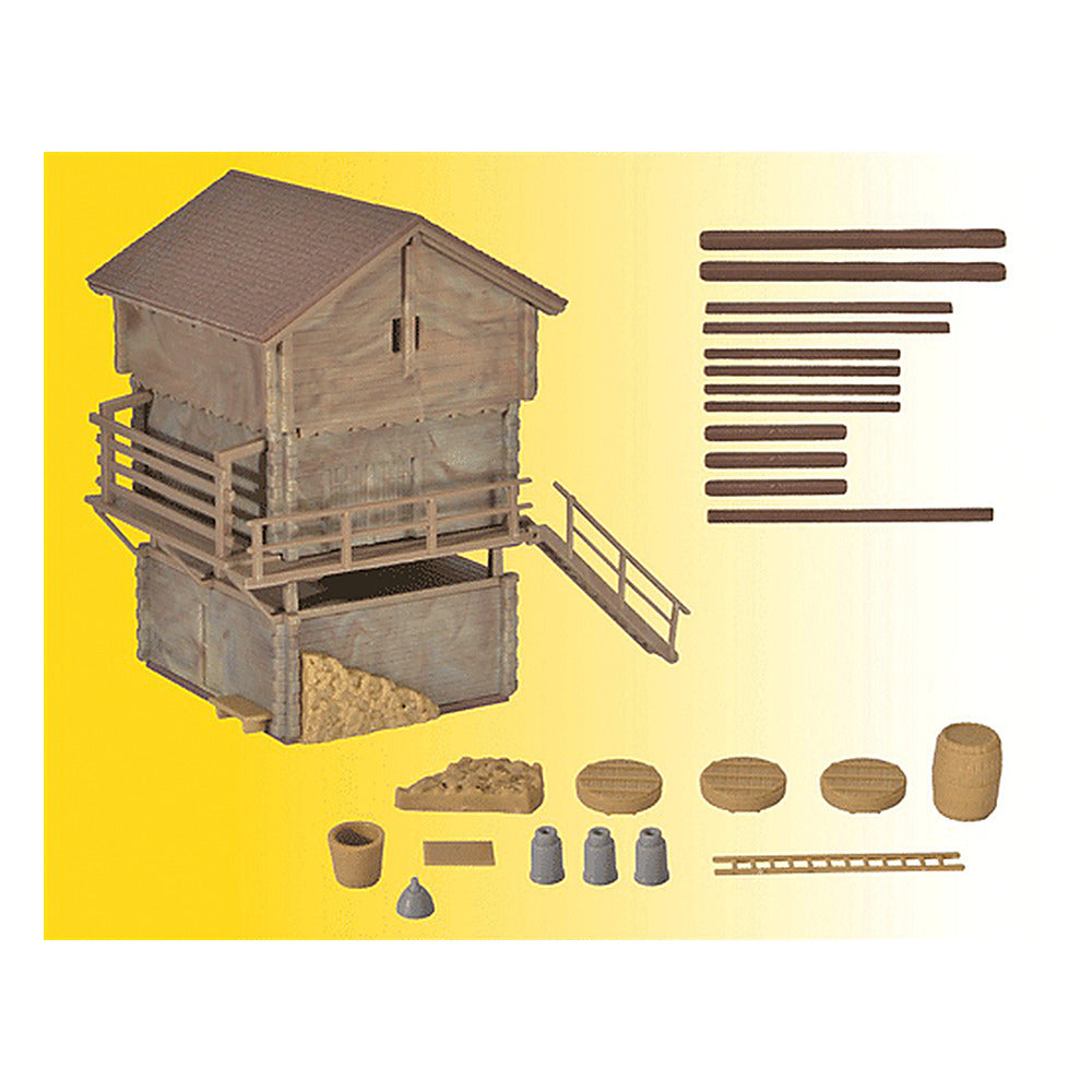Kibri 38035 HO Scale Wood Barn & Shed -- Kit - 2-9/16 x 3-3/4 x 3-9/16"  6.5 x 9.5 x 9cm