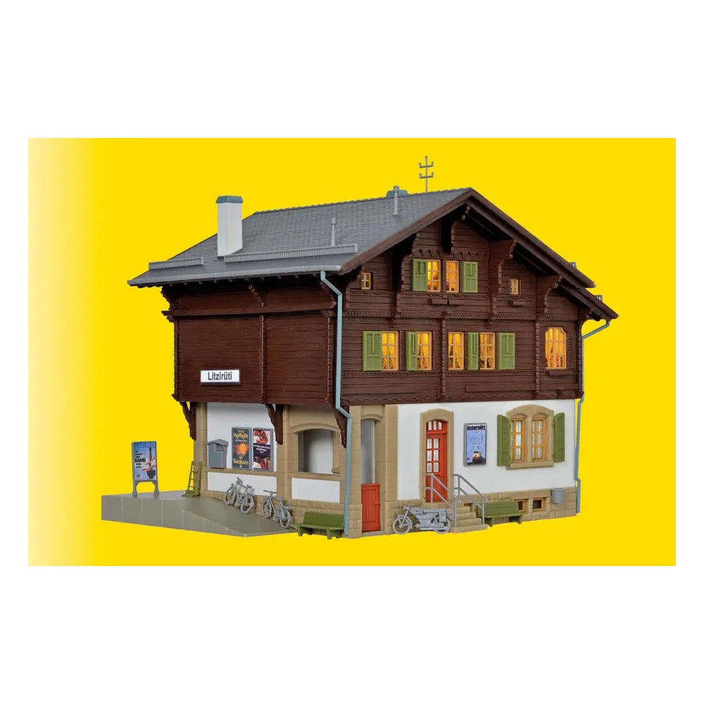 Kibri 39497 HO Scale Litziruti Station w/Lights -- Kit