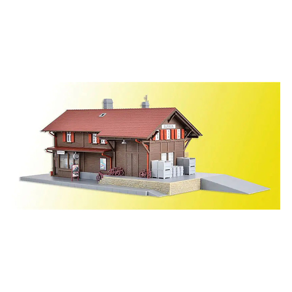 Kibri 39519 HO Scale Surava Wooden Depot w/LED Light -- Kit - 12-3/16 x 5-1/2 x 4-1/2"  31 x 14 x 11.5cm