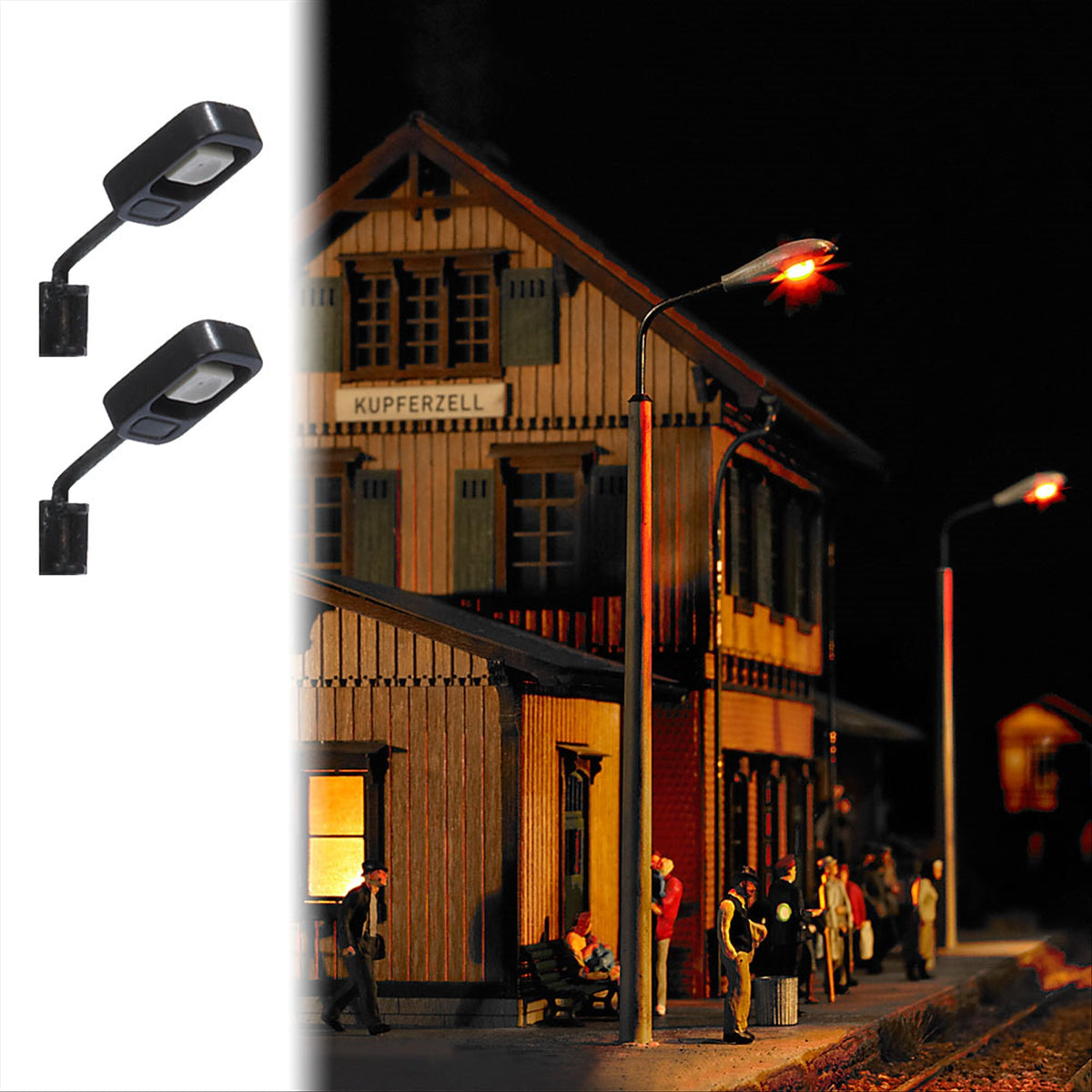 Busch 4132 HO/TT Scale Wall-Mounted Lamps w/LEDs, pkg(2)