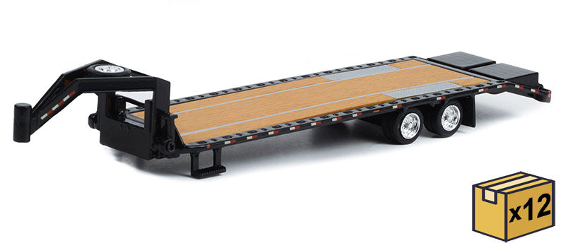 Greenlight 30390-CASE 1/64 Gooseneck Trailer in Black, Case