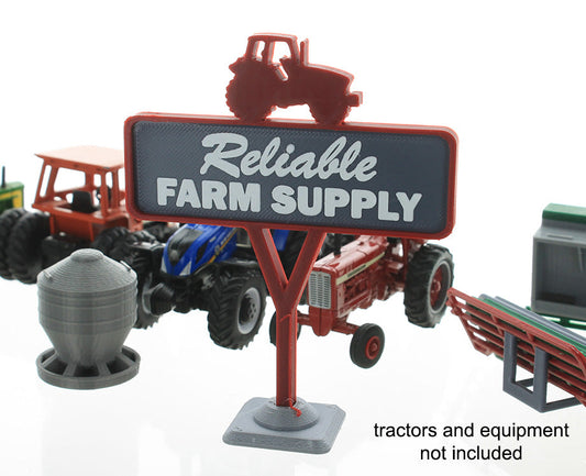 3D To Scale 64-622-R 1/64 – Reliable Farm Supply Sign Red Diorama Detail