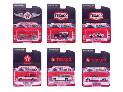 "Texaco Special Edition" Series 1 Set of 6 pieces 1/64 Diecast Model Cars by Greenlight  free shipping USA