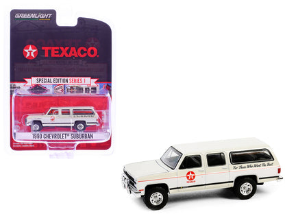 1990 Chevrolet Suburban "Texaco" Cream and White "Texaco Special Edition" Series 1 1/64 Diecast Model Car by Greenlight  free shipping USA