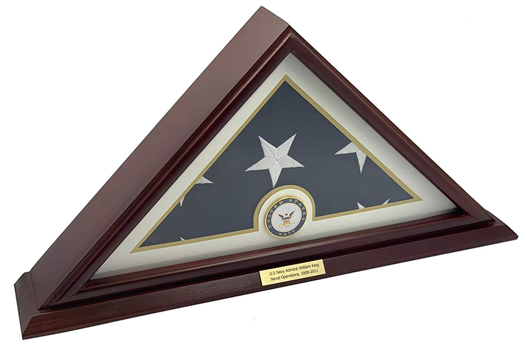 5x9.5 Burial/Veteran Flag Elegant Display Case - Cherry Finish