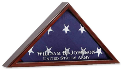 AMERICAN FLAG DISPLAY CASE FOR FUNERAL BURIAL FLAG SHADOW BOX PERSONALIZED ETCHED GLASS