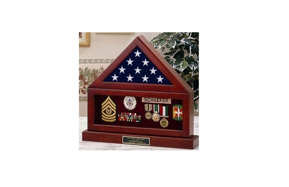 Flag Display Case, Flag Medal and Base - 3' x 5' flag