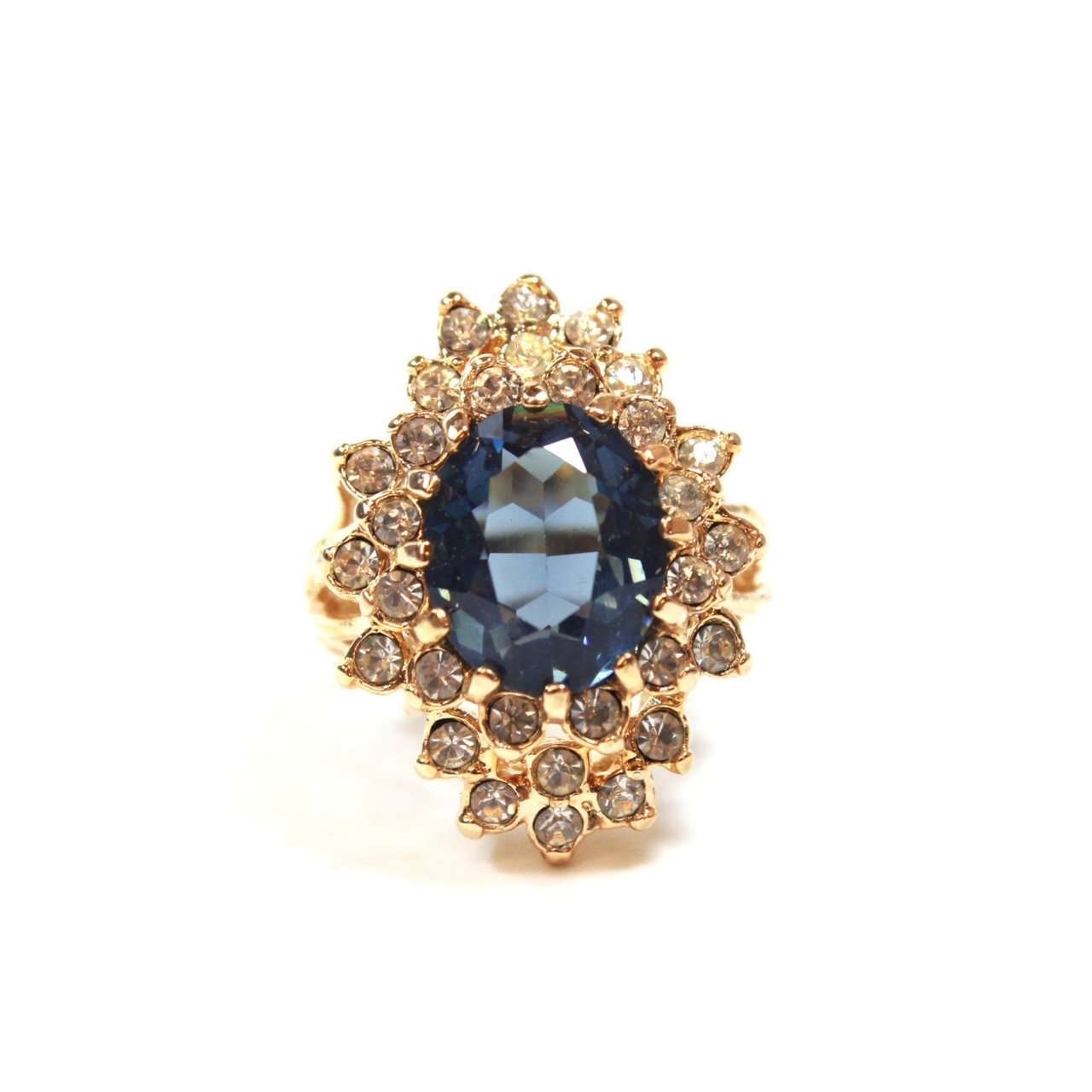Vintage Women's Austrian Crystal Cocktail Ring 18k Gold Electroplated Birthstone Ring for Women by PVD Vintage Jewelry