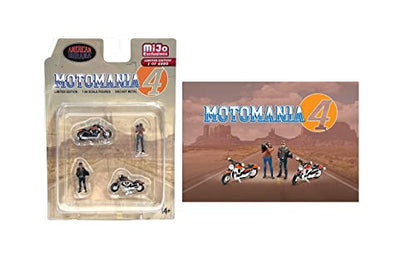 "Motomania 4" 4 piece Diecast Set (2 Figures and 2 Motorcycles) Limited Edition to 4800 pieces Worldwide 1/64 Scale Models by American Diorama