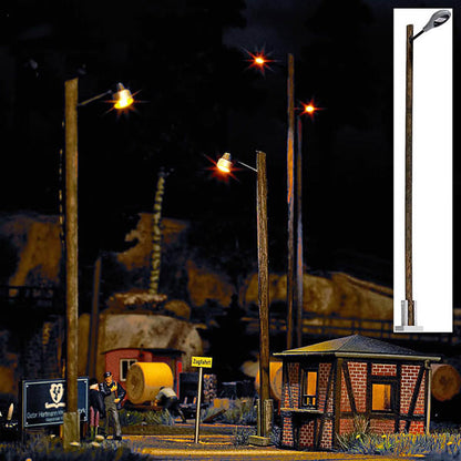 Busch 8737 TT Scale Teardrop Station/Platform Lamp on Wood Post With Yellow LED