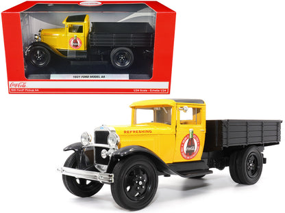 1931 Ford Model AA Pickup Truck Yellow and Black "Drink it Ice Cold for Sparkling Refreshment - Coca-Cola" 1/24 Diecast Model Car by Motor City Classics  free shipping USA