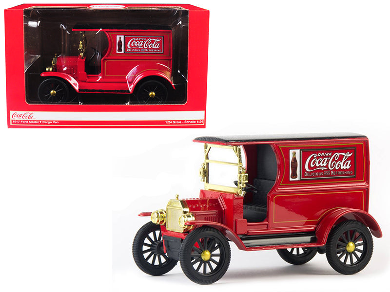 1917 Ford Model T Cargo Van "Coca-Cola" Red with Black Top 1/24 Diecast Model Car by Motorcity Classics  free shipping USA