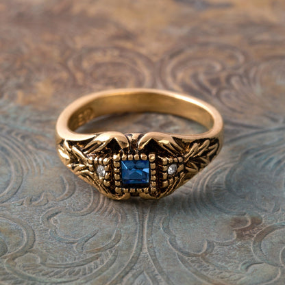 Vintage 1980's Ring Austrian Crystal 18k Antique YellwoWhite Gold Electroplated Made in the USA by PVD Vintage Jewelry