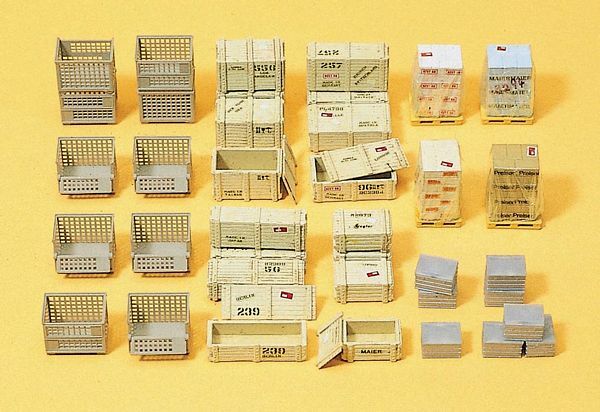 Preiser 17110 HO Scale Lattice Box, Pallets & Crates pkg(38)