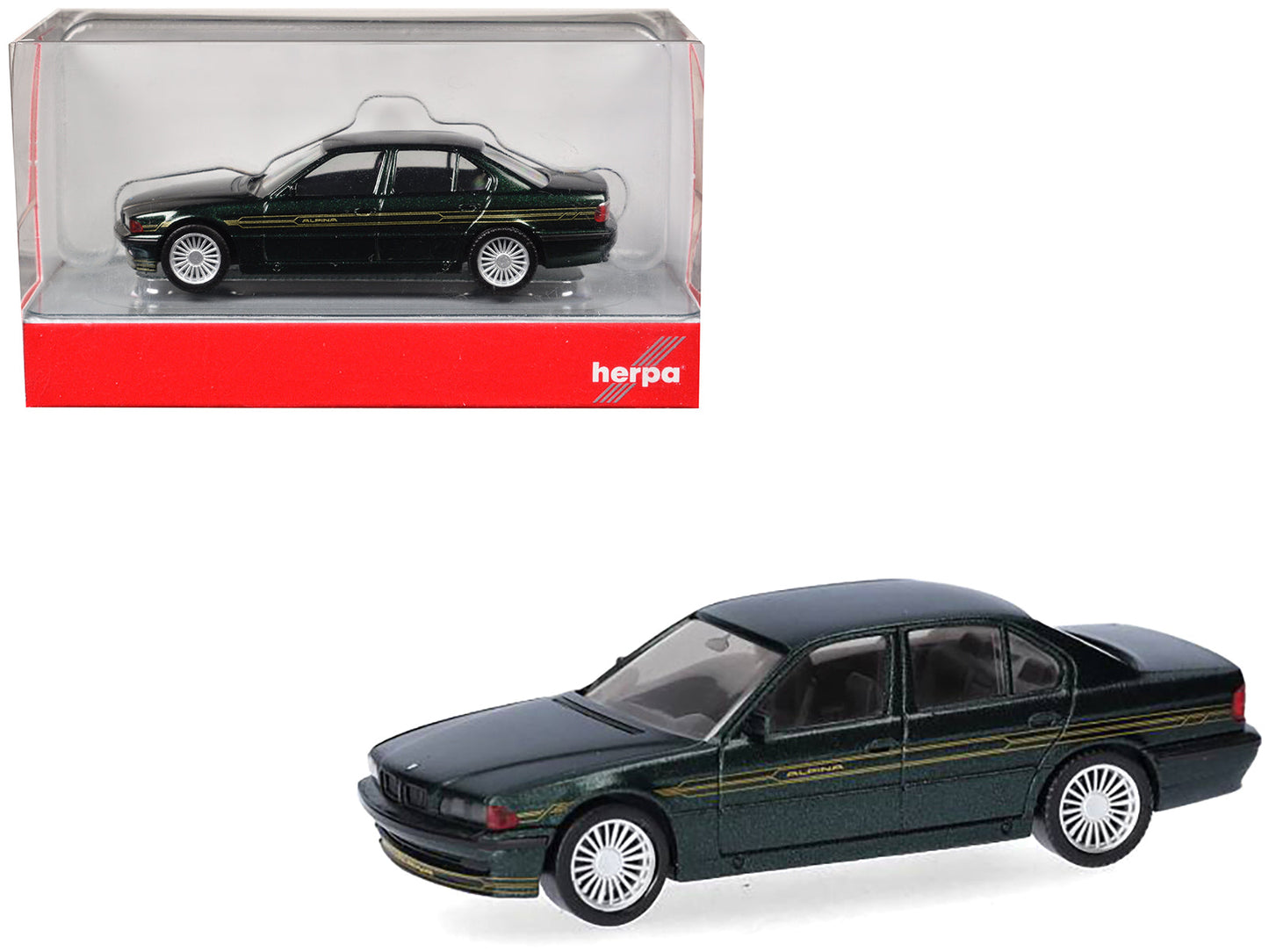 BMW Alpina B12 Green Metallic 1/87 (HO) Plastic Model Car by Herpa  free shipping USA