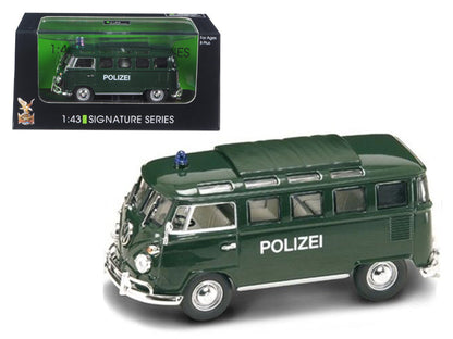 1962 Volkswagen Microbus Police Green 1/43 Diecast Car Model by Road Signature  free shipping USA