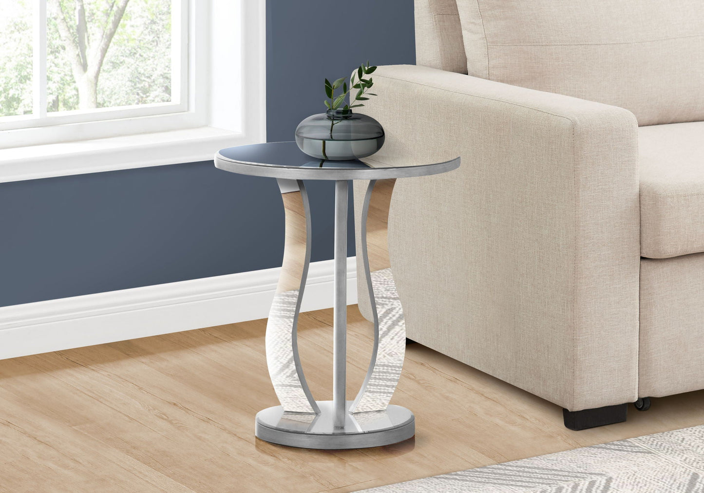 Accent Table, Side Mirror, Transitional - Silver by Couch.com