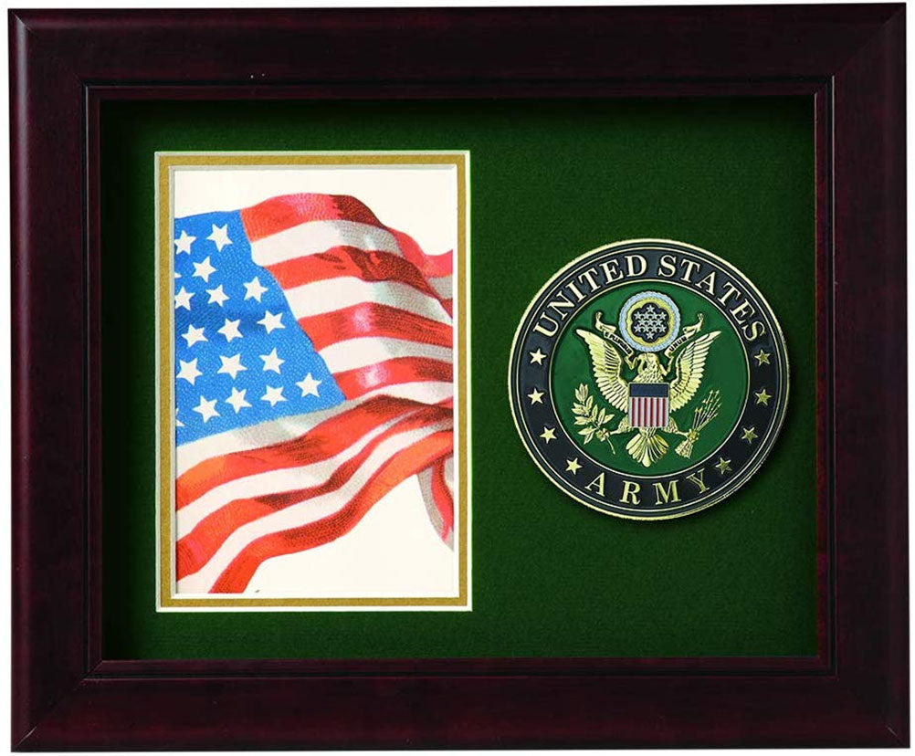 US Army Medallion Portrait Picture Frame - 4 x 6 Picture Opening.