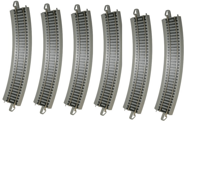 Bachmann 44580 HO Scale E-Z Train Track Silver/Gray 18" Radius Curved 6 Pcs