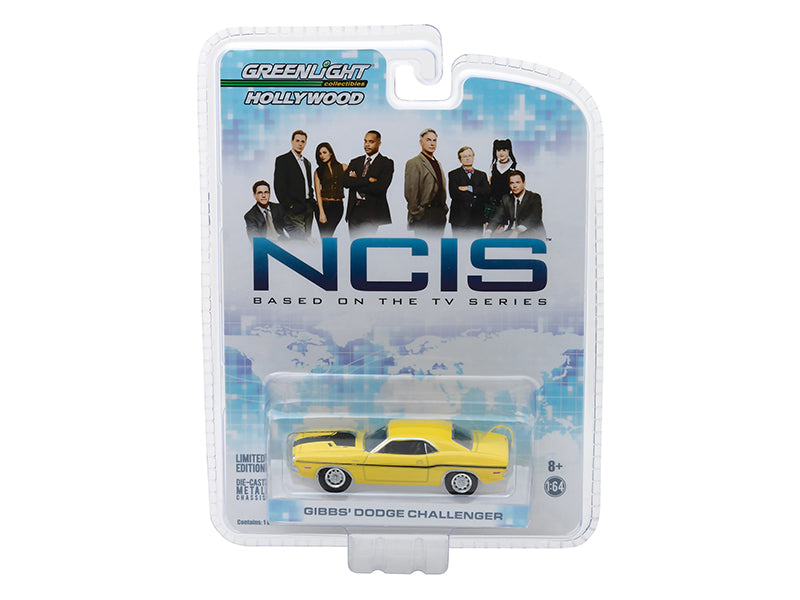 1970 Dodge Challenger R/T (Gibbs') Yellow with Black Stripes "NCIS" (2003) TV Series "Hollywood" Series 1/64 Diecast Model Car by Greenlight  free shipping USA
