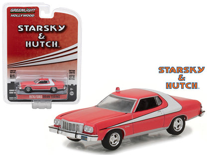 1976 Ford Gran Torino Red with White Stripe "Starsky and Hutch" (1975-1979) TV Series "Hollywood Series" Release 18 1/64 Diecast Model Car by Greenlight  free shipping USA