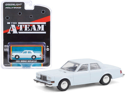 1981 Dodge Diplomat Light Blue "The A-Team" (1983-1987) TV Series "Hollywood Special Edition" 1/64 Diecast Model Car by Greenlight  free shipping USA
