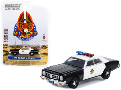 1977 Dodge Monaco Police Black and White "County Sheriff's Department" "Fall Guy Stuntman Association" Hollywood Special Edition 1/64 Diecast Model Car by Greenlight  free shipping USA