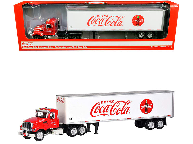 Truck Tractor with 53' Trailer "Drink Coca-Cola" Red and White 1/50 Diecast Model by Motorcity Classics  free shipping USA