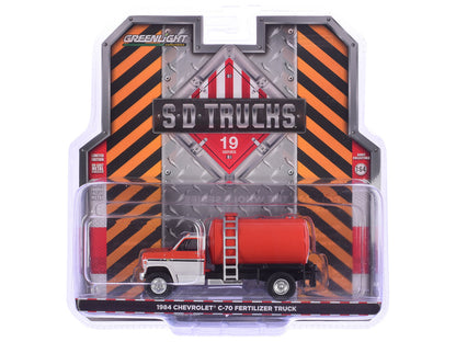1984 Chevrolet C-70 Fertilizer Truck Red and White Cab with Red Tank "S.D. Trucks" Series 19 1/64 Diecast Model by Greenlight  free shipping USA