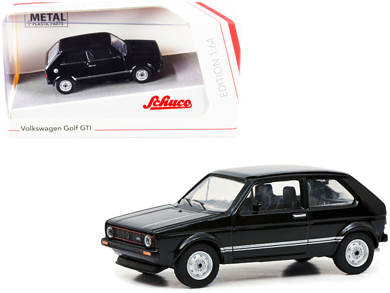 Volkswagen Golf GTI Black with Silver Stripes 1/64 Diecast Model Car by Schuco  free shipping USA