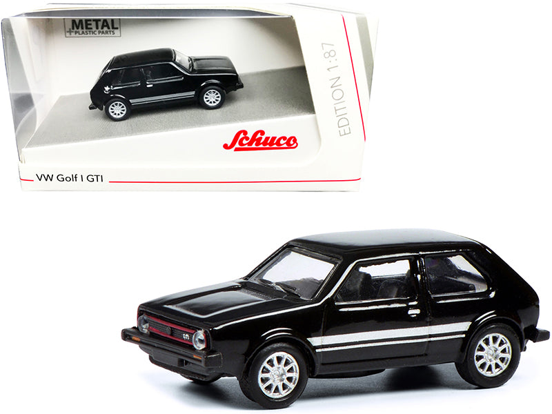 Volkswagen Golf I GTI Black with Silver Stripes 1/87 (HO) Diecast Model Car by Schuco  free shipping USA