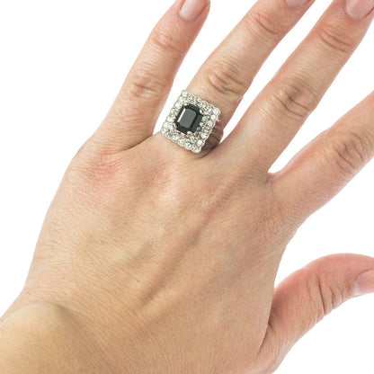 Vintage Austrian Crystal Cocktail Ring 18k Yellow or White Gold Electroplated Women's Birthstne RingMade in USA by PVD Vintage Jewelry