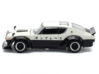 Skyline KPGC110 "Kenmeri" RHD (Right Hand Drive) "Japan National Police Agency Livery" Black and White 1/64 Diecast Model Car by Pop Race