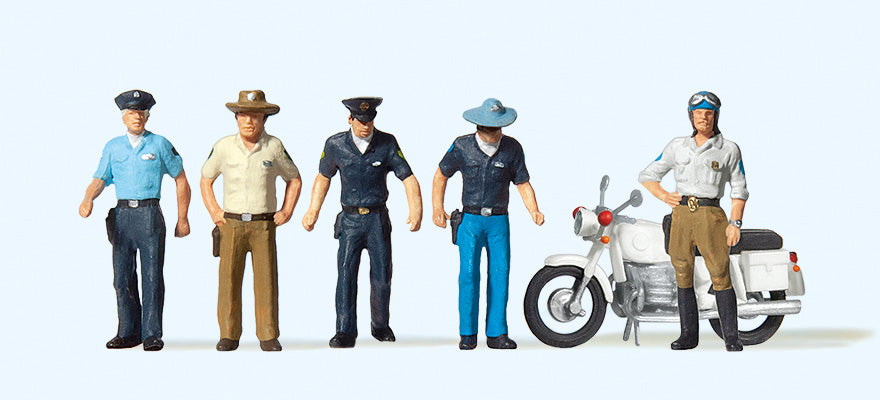 Preiser 10370 HO Scale USA Police & Motorcycle Set