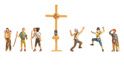 Noch 15874 HO Scale Mountain Hikers with Cross Set, 6 Figures