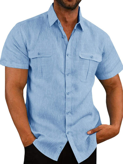 Men's Plus Size Collared Neck Short Sleeve Shirt