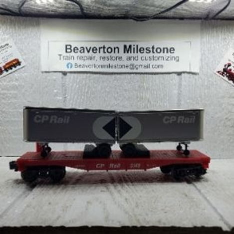 LIONEL 9149 CP RAIL FLATCAR WITH TRAILERS 77-78 9149