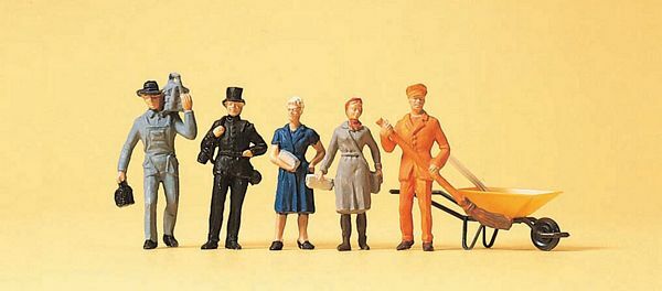 Preiser 14149 HO Scale People Working Cleaning Crew Members