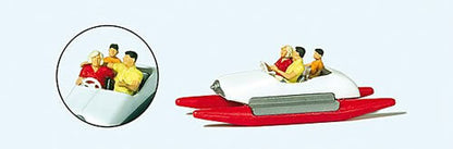 Preiser 10683 HO Scale Pedal Boat w/Family Set #2 (white, red)