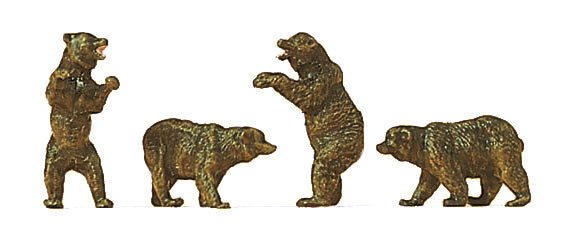 Preiser 79717 N Scale Brown Bears Figure Set (4 Pieces)