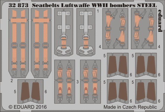 Eduard 32873 1/32 Aircraft- Luftwaffe Steel Bomber WWII Seatbelts  (Painted) (D)