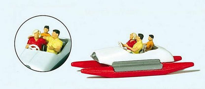 Preiser 10683 HO Scale Pedal Boat w/Family Set #2 (white, red)
