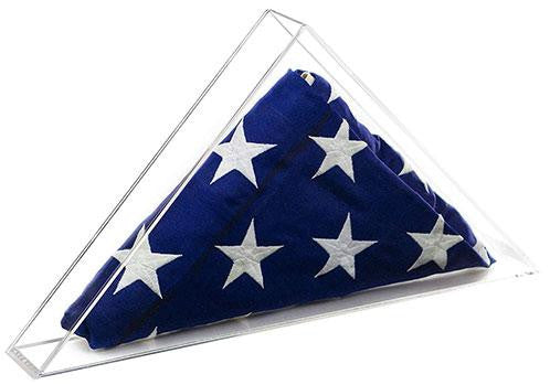 Deluxe Clear Acrylic Table Top American/Burial/Funeral/Veteran Flag Memorabilia Display Case