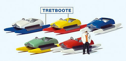 Preiser 10685 HO Scale Pedal Boat Rental w/German Sign 5 Boats