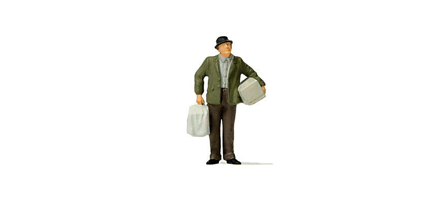 Preiser 28160 HO Scale Man Walking with Bird Cage Figure
