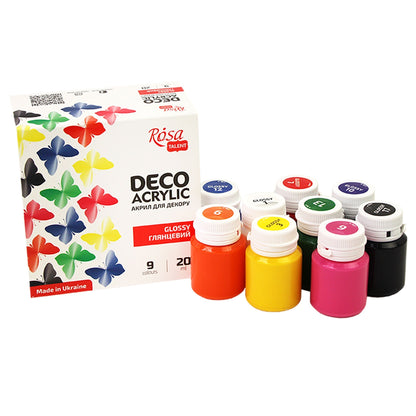 Glossy Acrylic paint for decor set, 9*20ml ROSA TALENT by Wise Elk