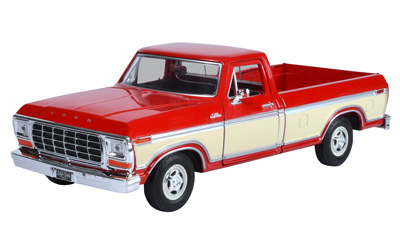 Motormax 79346AC-RCR 1/24 1979 Ford F-150 Custom Pickup, Red and Cream