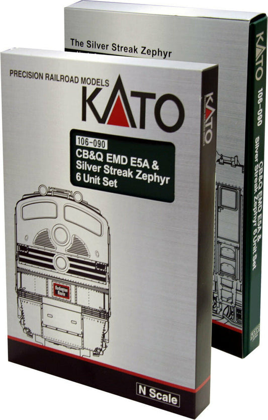Kato 106-090 N CB&Q EMD E5A & Silver Streak Zephyr 6 Unit Set